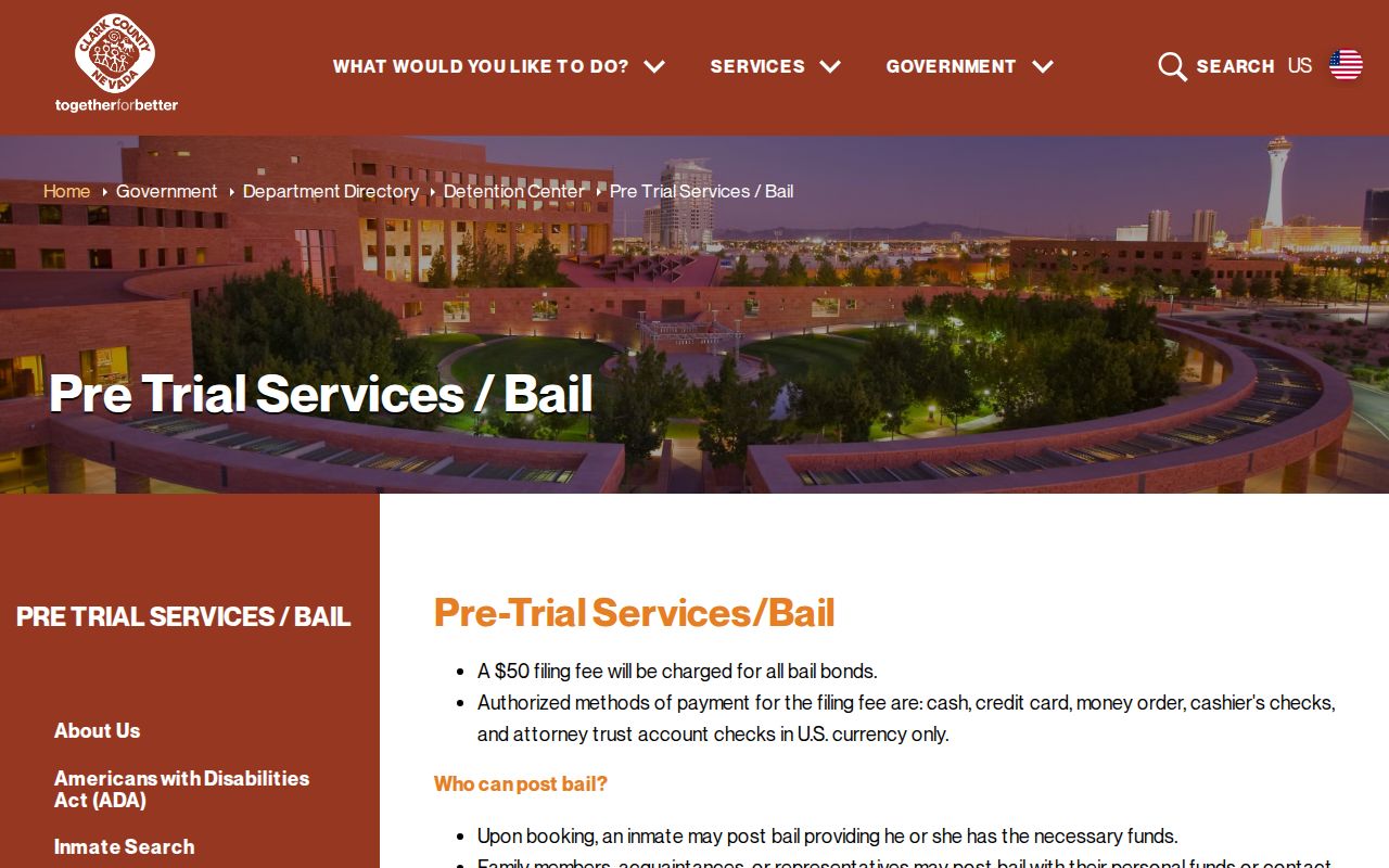 Clark County detention and bail arrest record fields
