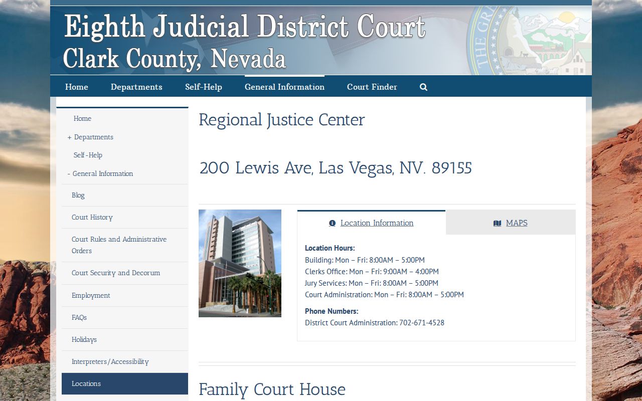 Clark County court locations for criminal case records