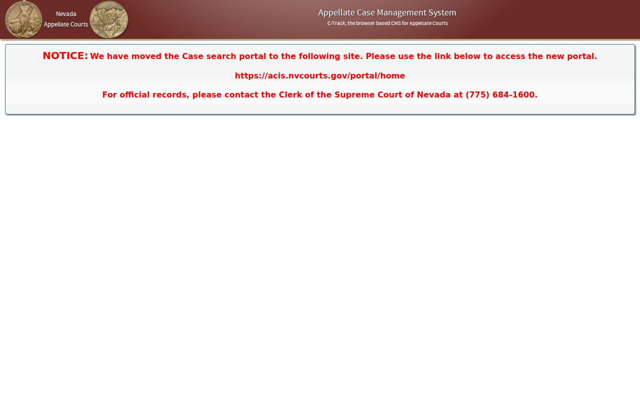 Nevada Court of Appeals portal for Clark County case review