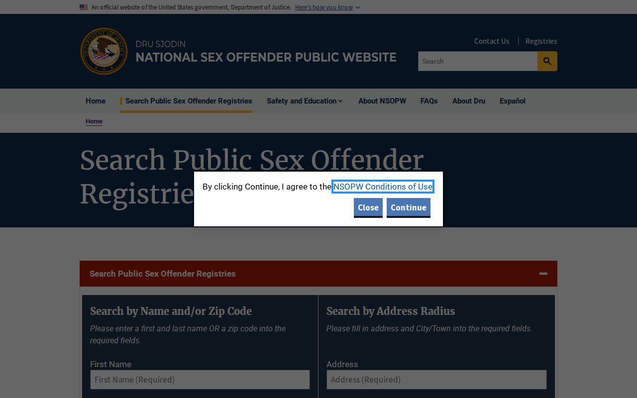 Clark County sex offender lookup through the national NSOPW registry