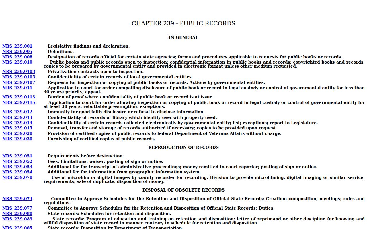 Nevada public records law for Clark County sex offender records