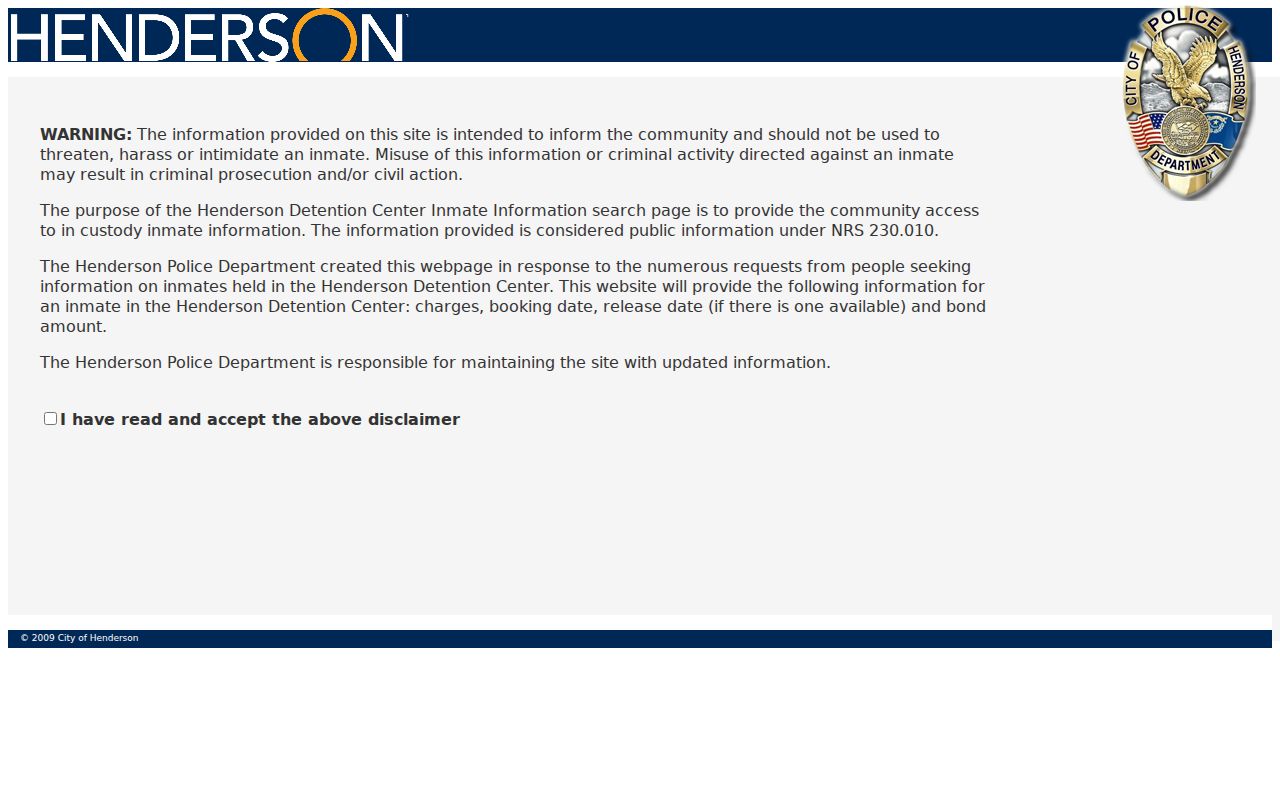Clark County Henderson detention criminal record search