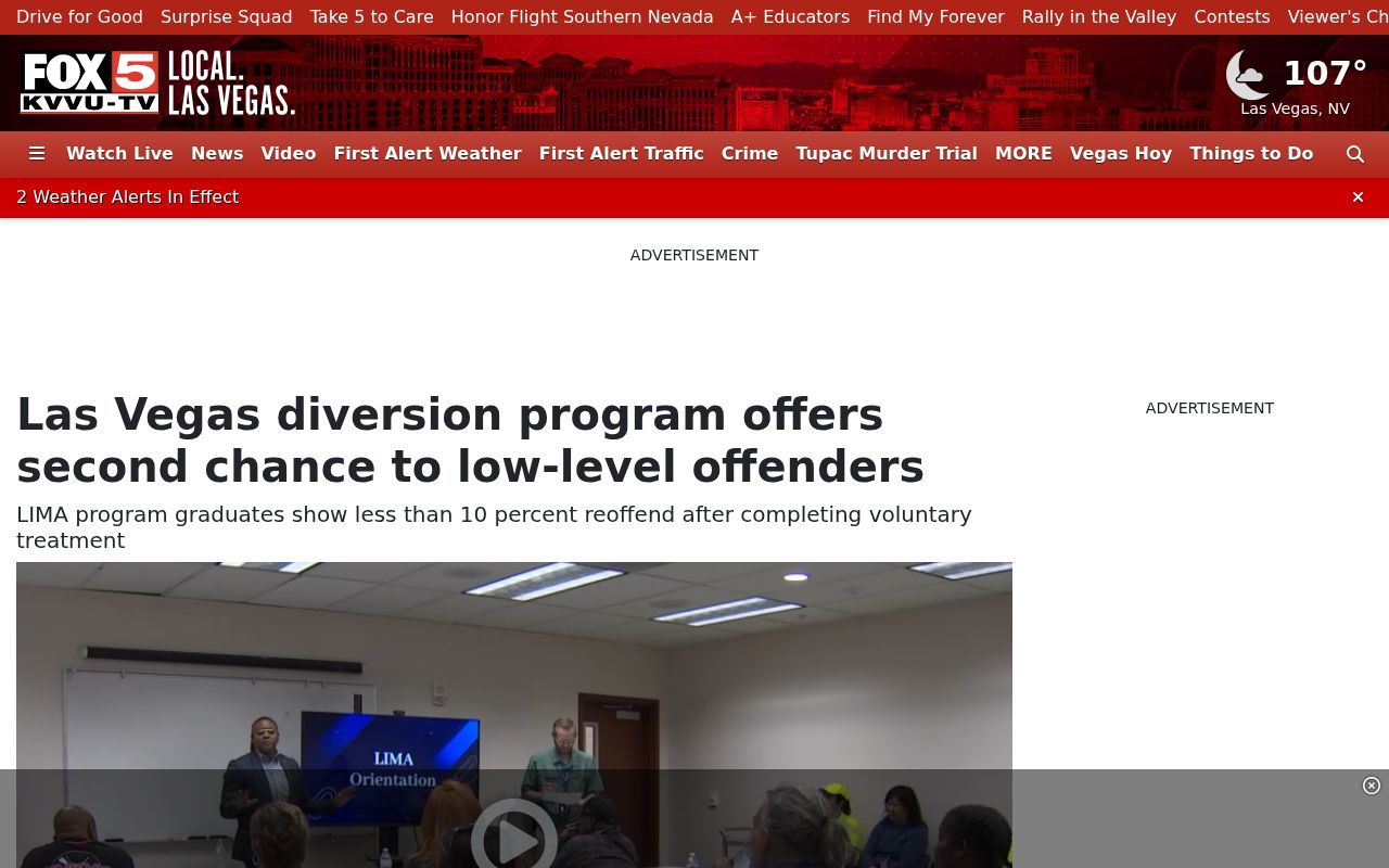 Las Vegas criminal records context for the LIMA diversion program