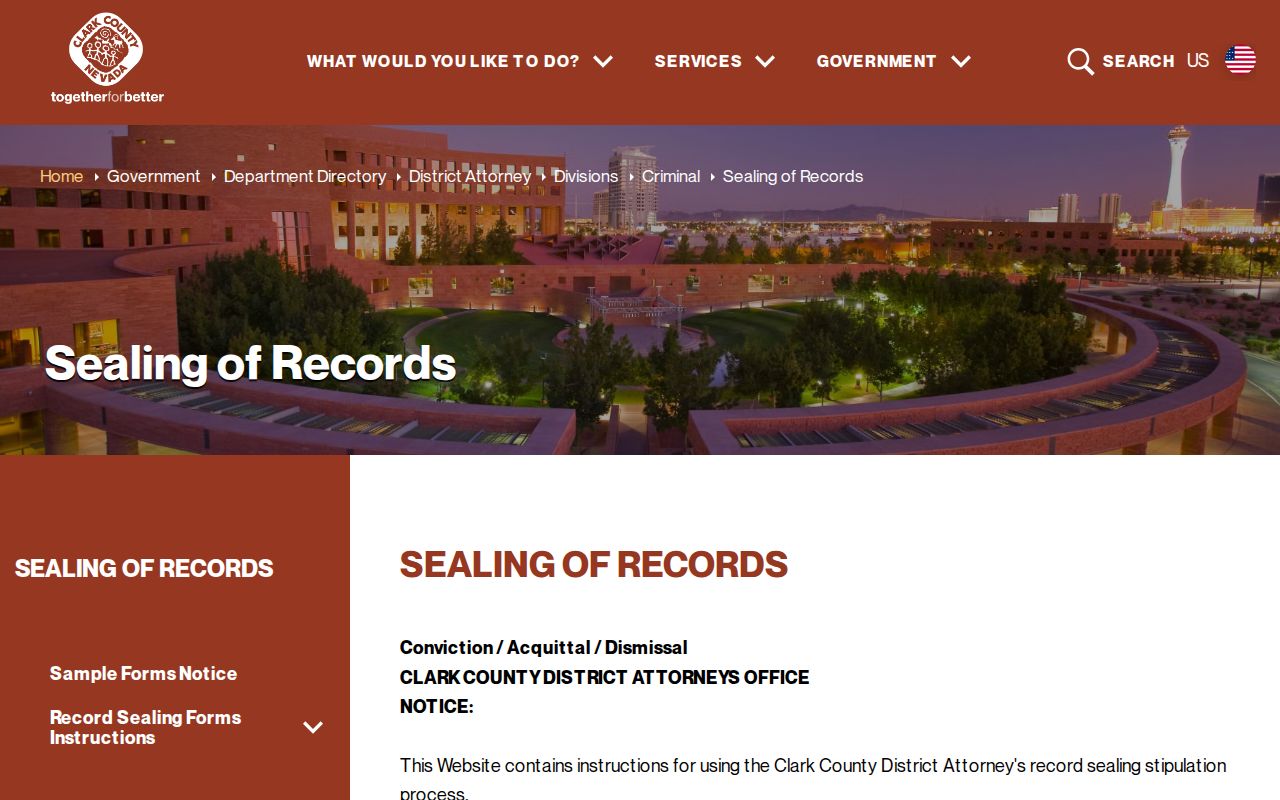 Clark County criminal record sealing instructions